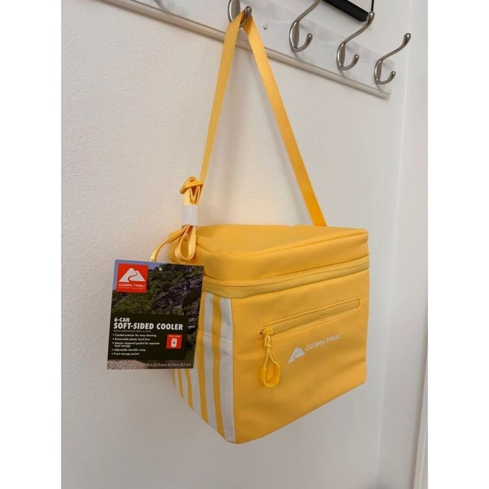 Ozark Trail 6-Can Soft-Sided Cooler Canary Yellow & White Stripe